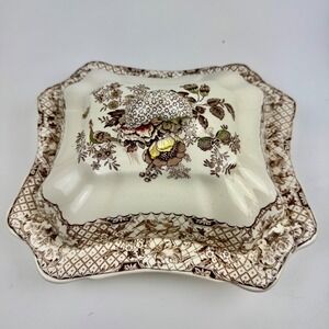 Masons Patent Ironstone Princess Covered Vegetable Dish Floral Birds England